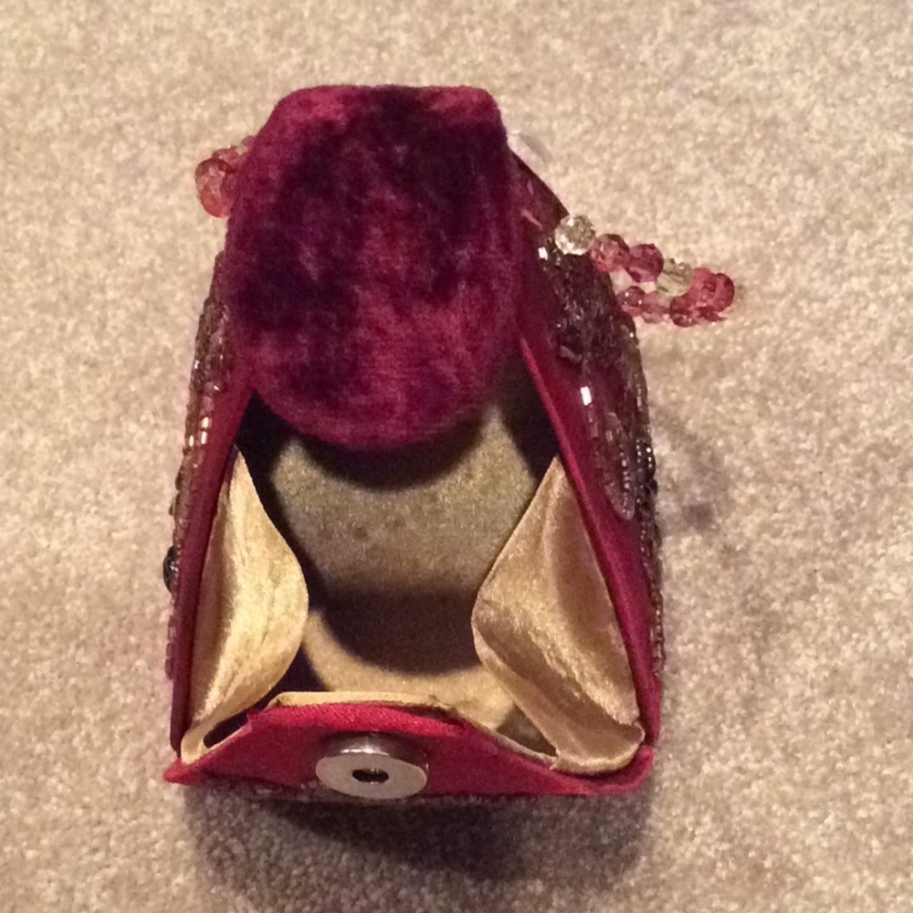 Red wine sequin And Velvet bag, Purse, small, Mini, Nwt - Picture 4 of 5